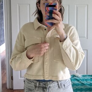 Abercrombie Cropped Shacket Cream